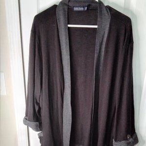 Faded Glory Woman's black with gray trim long sleeve open shrug size 4X